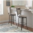 Linon Franklin Swivel Upholstered Barstool Nailhead Trim Steel Frame in Pewter