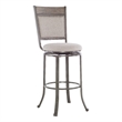 Linon Franklin Swivel Upholstered Barstool Nailhead Trim Steel Frame in Pewter