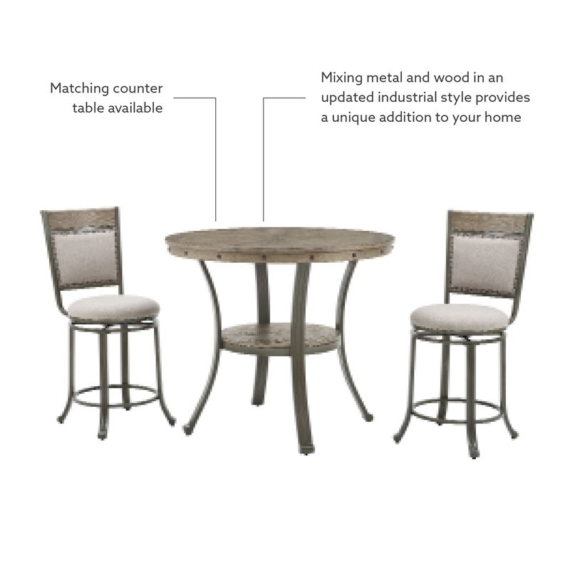 Linon Franklin Swivel Upholstered Counter Stool Steel Frame in Pewter