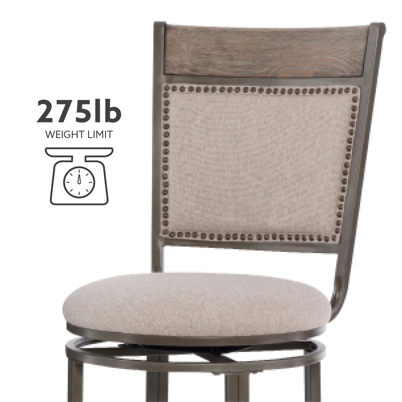 Linon Franklin Swivel Upholstered Counter Stool Steel Frame in Pewter
