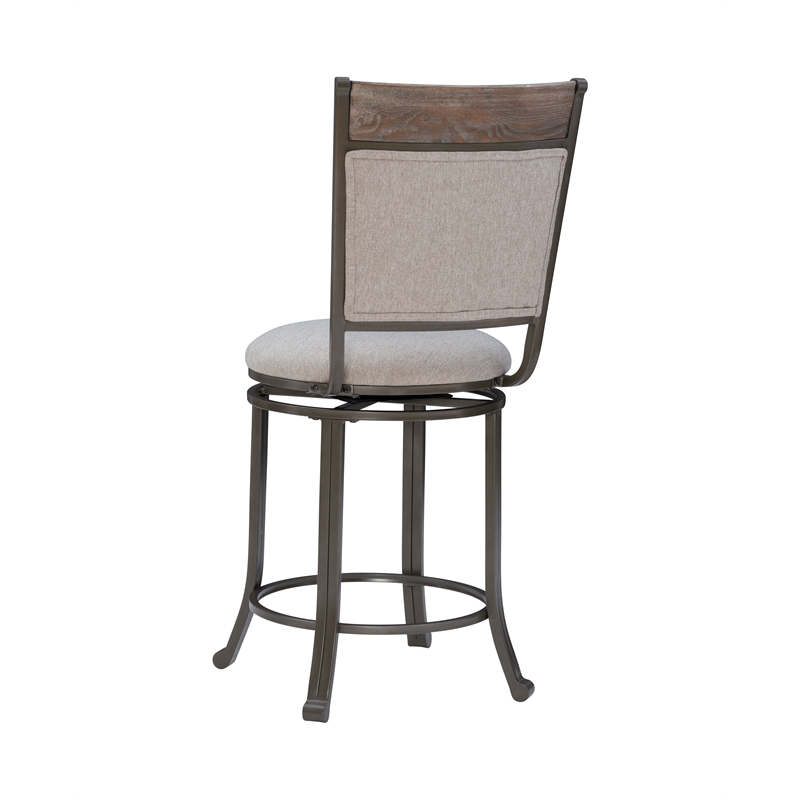 Linon Franklin Swivel Upholstered Counter Stool Steel Frame in Pewter