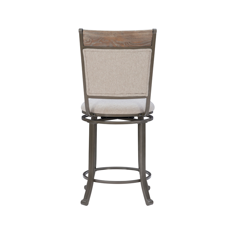 Linon Franklin Swivel Upholstered Counter Stool Steel Frame in Pewter