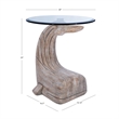 Linon Mabry Whale Sculptured Resin & Glass Top Rustic Accent Table in Driftwood