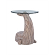 Linon Mabry Whale Sculptured Resin & Glass Top Rustic Accent Table in Driftwood