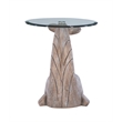 Linon Mabry Whale Sculptured Resin & Glass Top Rustic Accent Table in Driftwood