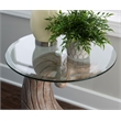 Linon Mabry Whale Sculptured Resin & Glass Top Rustic Accent Table in Driftwood
