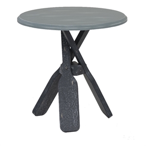 Linon Opal Distressed Wood Coastal Canoe Paddle Side Table in Gray