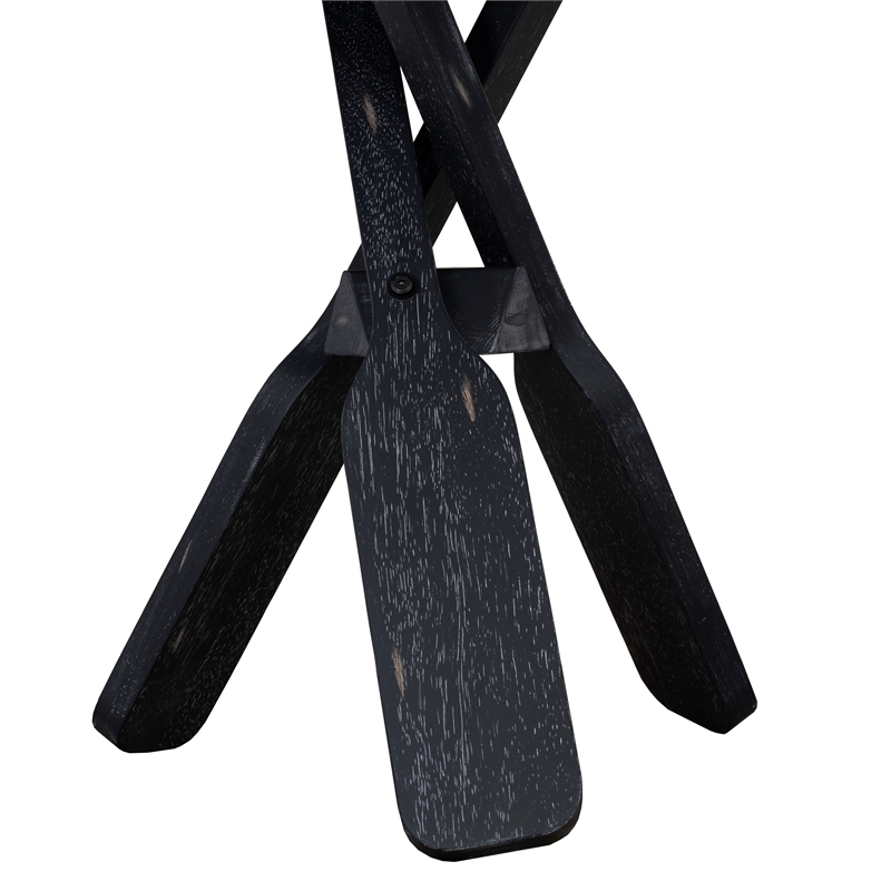 Linon Opal Distressed Wood Coastal Canoe Paddle Side Table in Gray