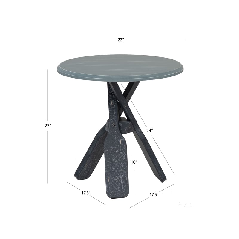 Linon Opal Distressed Wood Coastal Canoe Paddle Side Table in Gray