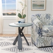 Linon Opal Distressed Wood Coastal Canoe Paddle Side Table in Gray