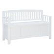 Linon Cynthia Slat Back Storage Bench in Glossy White Wood