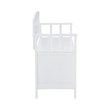 Linon Cynthia Slat Back Storage Bench in Glossy White Wood