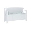 Linon Cynthia Slat Back Storage Bench in Glossy White Wood
