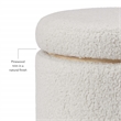 Linon Hawn Round Padded Storage Ottoman Light Wood Trim in Natural Sherpa Fabric