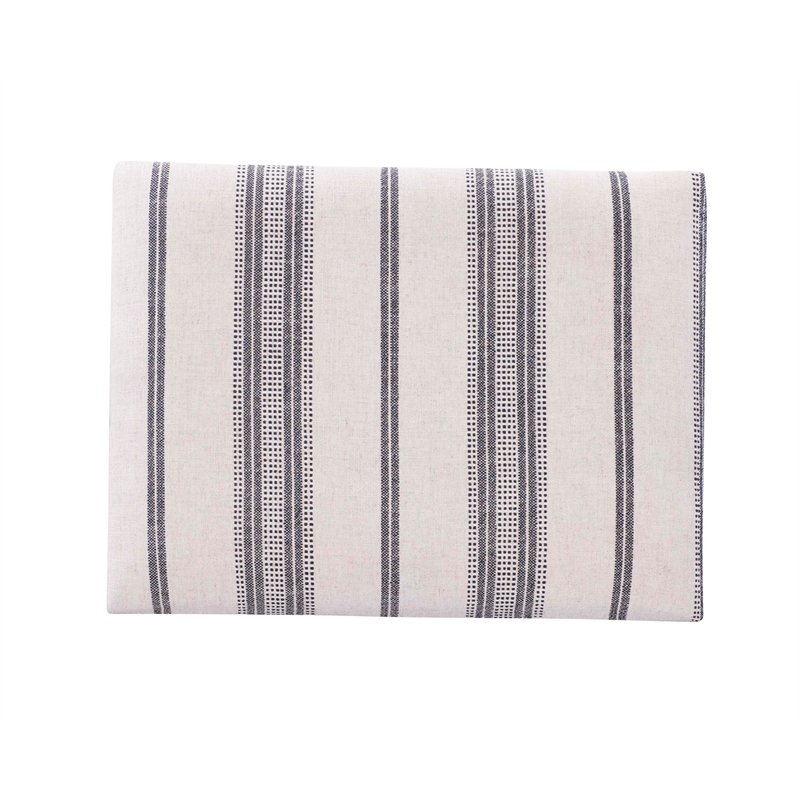 Linon Anna Campaign Accent Stool Metal Legs with Rope Detail in Black Stripe