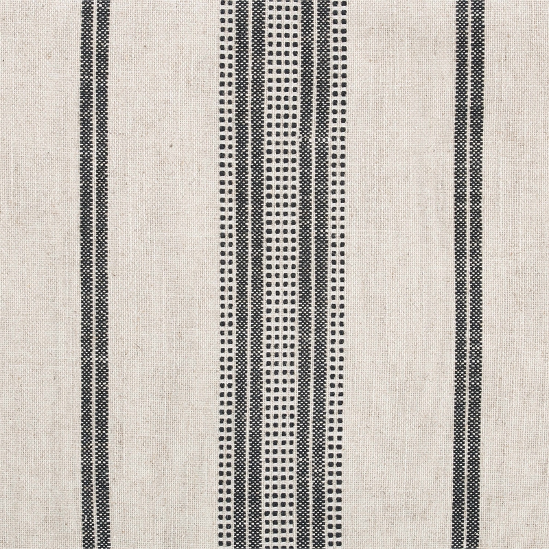 Linon Anna Campaign Accent Stool Metal Legs with Rope Detail in Black Stripe