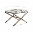 Linon Anna Campaign Accent Stool Metal Legs with Rope Detail in Black Stripe