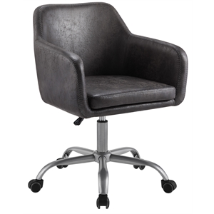 linon colton metal upholstered office chair in charcoal