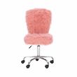 Linon Cami Faux Fur Upholstered Armless Office Chair in Blush Pink