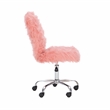 Linon Cami Faux Fur Upholstered Armless Office Chair in Blush Pink