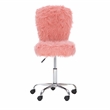 Linon Cami Faux Fur Upholstered Armless Office Chair in Blush Pink