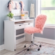 Linon Cami Faux Fur Upholstered Armless Office Chair in Blush Pink