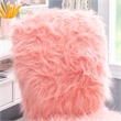 Linon Cami Faux Fur Upholstered Armless Office Chair in Blush Pink