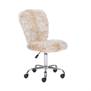 linon cami faux fur upholstered armless office swivel chair