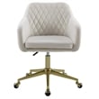 Linon Lyla Gold Metal Base Upholstered Office Chair with Wheels in Off White