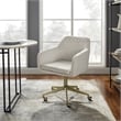Linon Lyla Gold Metal Base Upholstered Office Chair with Wheels in Off White