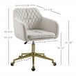 Linon Lyla Gold Metal Base Upholstered Office Chair with Wheels in Off White
