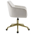 Linon Lyla Gold Metal Base Upholstered Office Chair with Wheels in Off White