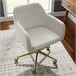 Linon Lyla Gold Metal Base Upholstered Office Chair with Wheels in Off White