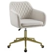 Linon Lyla Gold Metal Base Upholstered Office Chair with Wheels in Off White
