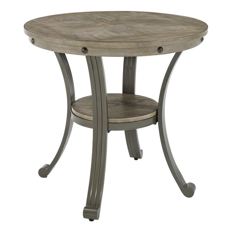 round pewter side table