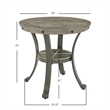 Linon Franklin Round Side Table Gray Wood Finish Steel Base in Pewter