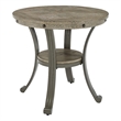 Linon Franklin Round Side Table Gray Wood Finish Steel Base in Pewter