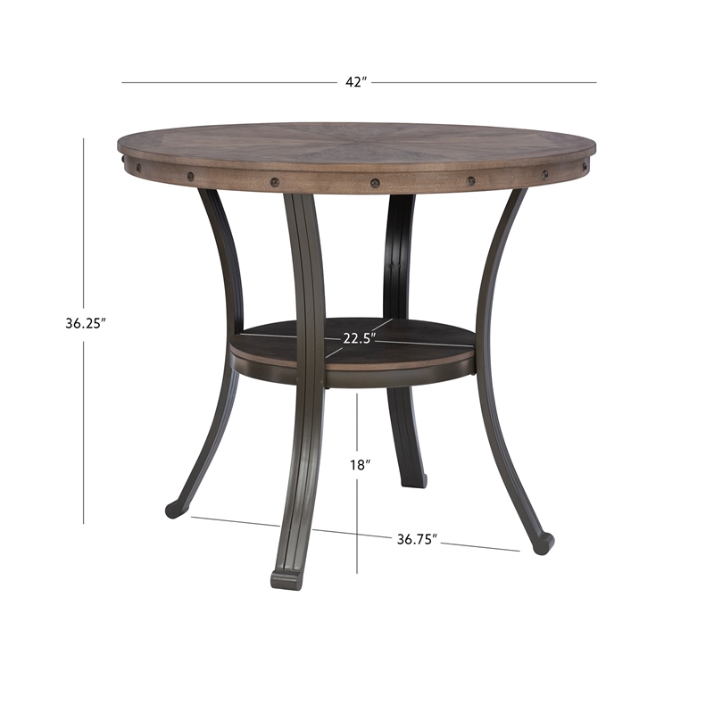 Linon Franklin Wood and Steel Counter Height 42