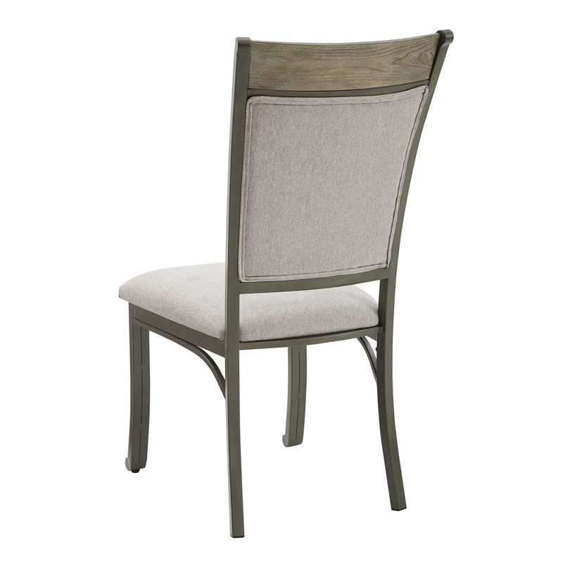 Linon Franklin Metal Upholstered Set of Two Dining Side Chairs in Pewter