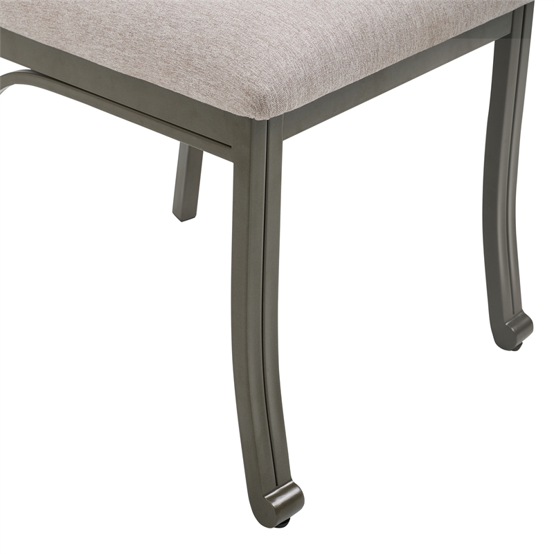 Linon Franklin Metal Upholstered Set of Two Dining Side Chairs in Pewter