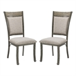 Linon Franklin Metal Upholstered Set of Two Dining Side Chairs in Pewter