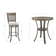 Linon Franklin Gray Wash Wood Upholstered 3 Piece Round Pub Set in Pewter Steel