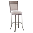 Linon Franklin Gray Wash Wood Upholstered 3 Piece Round Pub Set in Pewter Steel