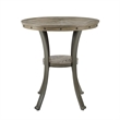 Linon Franklin Gray Wash Wood Upholstered 3 Piece Round Pub Set in Pewter Steel