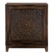 Linon Grace Storage Accent Cabinet Carved Medallion in Dark Brown Finished Wood