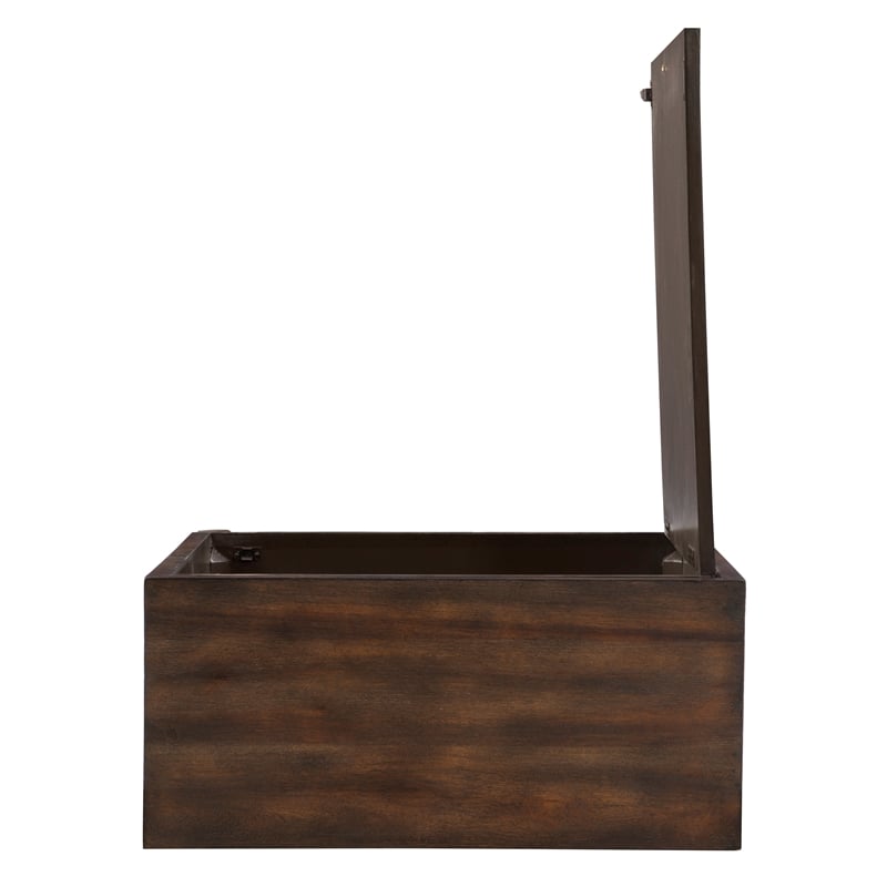 Linon Grace Storage Accent Cabinet Carved Medallion in Dark Brown Finished Wood
