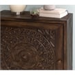 Linon Grace Storage Accent Cabinet Carved Medallion in Dark Brown Finished Wood