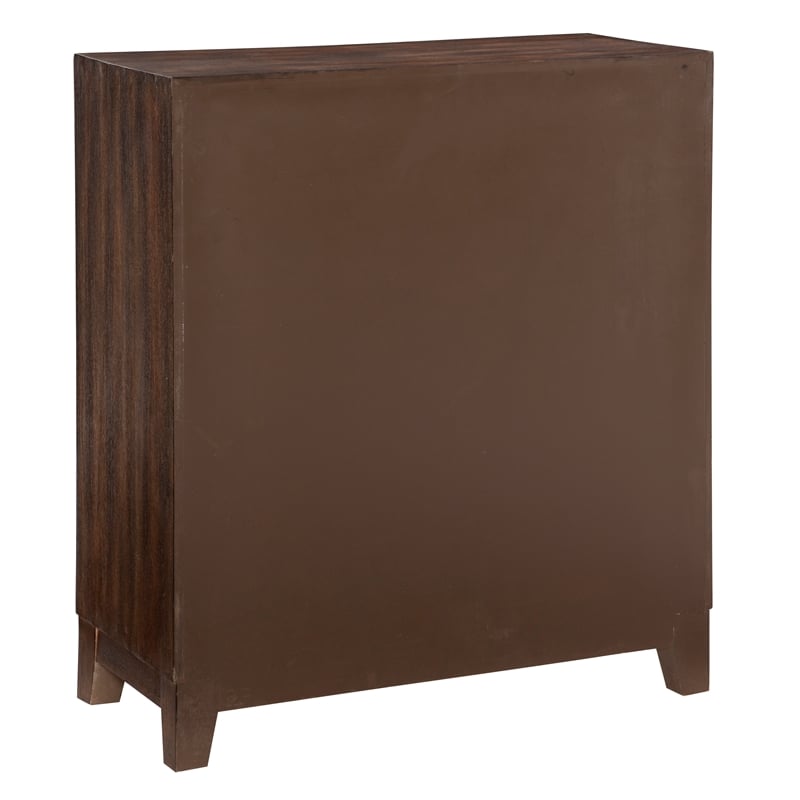 Linon Grace Storage Accent Cabinet Carved Medallion in Dark Brown Finished Wood