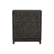 Linon Grace Storage Accent Cabinet Carved Medallion in Dark Gray Finished Wood