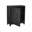 Linon Grace Storage Accent Cabinet Carved Medallion in Dark Gray Finished Wood